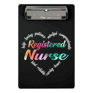 Mini Porte-bloc Infirmière inscrite Mot de coeur Nuage Aquarelle