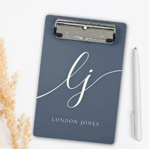 Mini Porte-bloc Initiales de monogramme Nom de script minimal prof