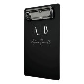 Mini Porte-bloc Initiales de monogramme personnalisé moderne noir (Angle2)