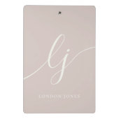 Mini Porte-bloc Initiales de monogramme professionnel minimal rose (Dos)