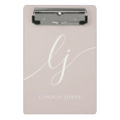 Mini Porte-bloc Initiales de monogramme professionnel minimal rose (Devant)