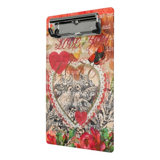 Mini Porte-bloc Inséparables Heart Red Art Collage (Angle2)