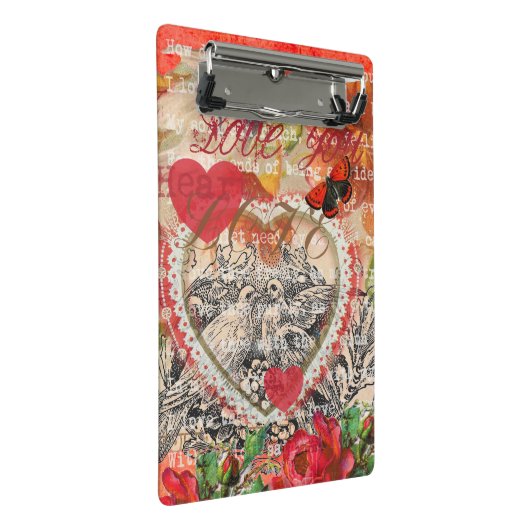 Mini Porte-bloc Inséparables Heart Red Art Collage (Incliné)