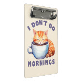 Mini Porte-bloc Je ne fais pas les matins - Chat orange mignon ave (Incliné)