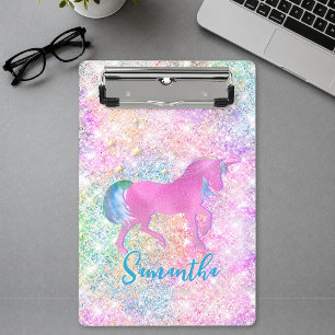 Mini Porte-bloc Joli licorne arc-en-ciel rose paillettes monogramm