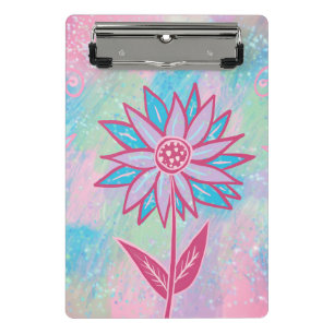 Mini Porte-bloc Jolie fleur pastel dessinée à la main