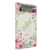 Mini Porte-bloc Jolie Fleurs roses peintes avec libellule verte (Incliné)