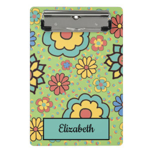 Mini Porte-bloc Jolies fleurs jaune aqua corail vert dessinées à l