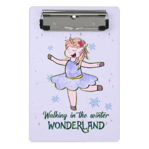 Mini Porte-bloc Kawaii Unicorn Marcher en hiver
