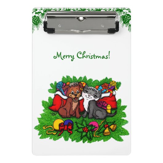 Mini Porte-bloc Kitty et chiot, Happy XMas (Devant)