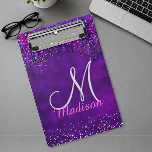 Mini Porte-bloc Licorne rose violet Mignon Monogramme en paillette