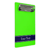 Mini Porte-bloc Lime solide vert, ruban bleu marine Nom Monogramme (Incliné)