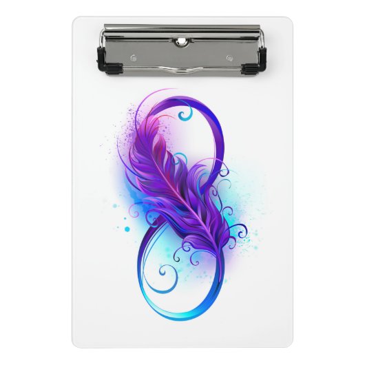 Mini Porte-bloc L'infini avec plume violette (Devant)