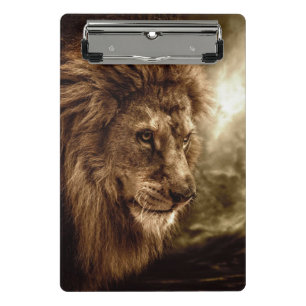 Mini Porte-bloc Lion contre le ciel orageux