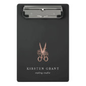 Mini Porte-bloc Logo du salon rose de ciseaux d'or (Devant)