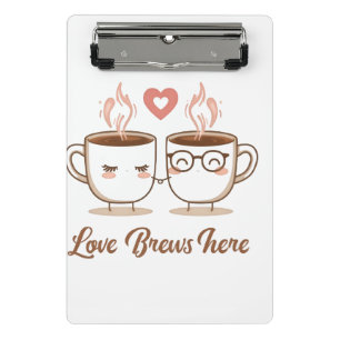 Mini Porte-bloc Love Brews Here - Cute Romantique Couple de café