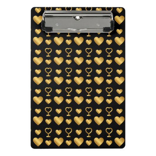 Mini Porte-bloc Luxury  Black Gold Foil Hearts  (Devant)