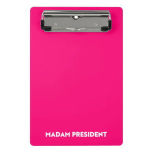Mini Porte-bloc Madame la Présidente typographie minimaliste rose