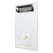 Mini Porte-bloc Marbre blanc Gold Monogramme Professionnel Moderne (Angle2)