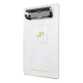 Mini Porte-bloc Marbre blanc Or Monogramme Moderne Elégant tendanc (Angle2)