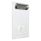 Mini Porte-bloc Marbre Blanc Professionnel Monogramme Or Élégant (Incliné)