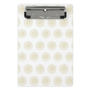 Mini Porte-bloc Médaillons de fleurs de Zinnia blanches et dorées