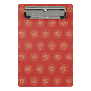Mini Porte-bloc Médaillons de fleurs de Zinnia dorées rouges