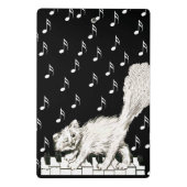 Mini Porte-bloc Mignonne Chat Blanc Danser sur Piano Keyes Dessine (Dos)