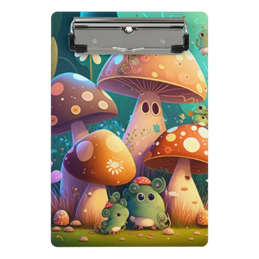 Mini Porte-bloc Mignons petits champignons verts adorables (Devant)