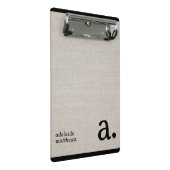 Mini Porte-bloc Mini Beige Faux Linge Look Monogramme Nom (Incliné)