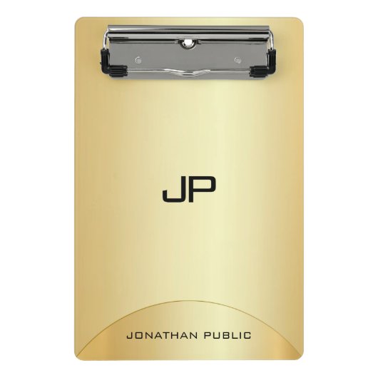 Mini Porte-bloc Modèle de monogramme Elégant en or Faux personnali (Devant)