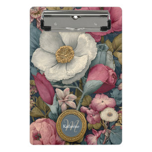 Mini Porte-bloc Modèle floral vintage avec nom personnalisé