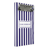 Mini Porte-bloc Moderne Chic Marine Bleu & Blanc Rayures Verticale (Incliné)