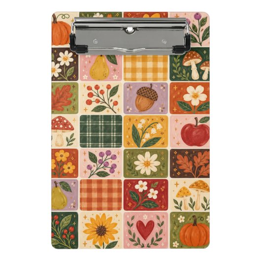 Mini Porte-bloc Moisson d'Automne Motif Patchwork Floral – Rustiqu (Devant)