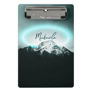 Mini Porte-bloc Monogramme de lumière de néon bleu mystérieux de m