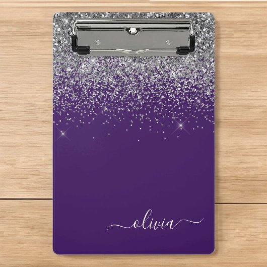 Mini Porte-bloc Monogramme de Parties scintillant d'argent violet