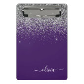 Mini Porte-bloc Monogramme de Parties scintillant d'argent violet (Devant)