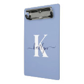 Mini Porte-bloc Monogramme de script bleu moderne (Angle2)