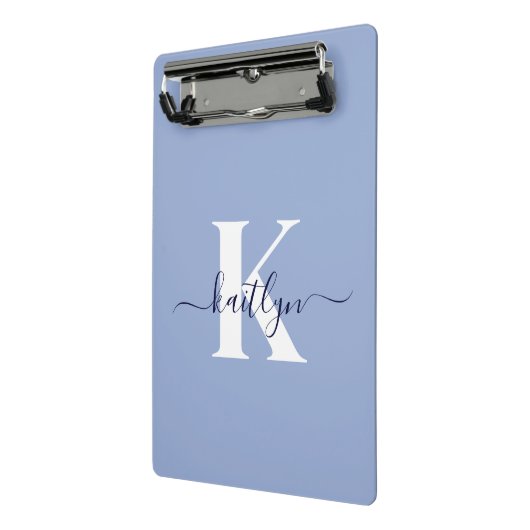 Mini Porte-bloc Monogramme de script bleu moderne (Angle2)