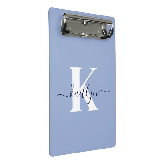 Mini Porte-bloc Monogramme de script bleu moderne (Incliné)