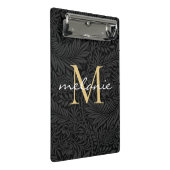 Mini Porte-bloc Monogramme de script floral noir élégant or (Incliné)