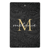 Mini Porte-bloc Monogramme de script floral noir élégant or (Dos)