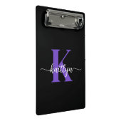 Mini Porte-bloc Monogramme de script violet noir (Incliné)