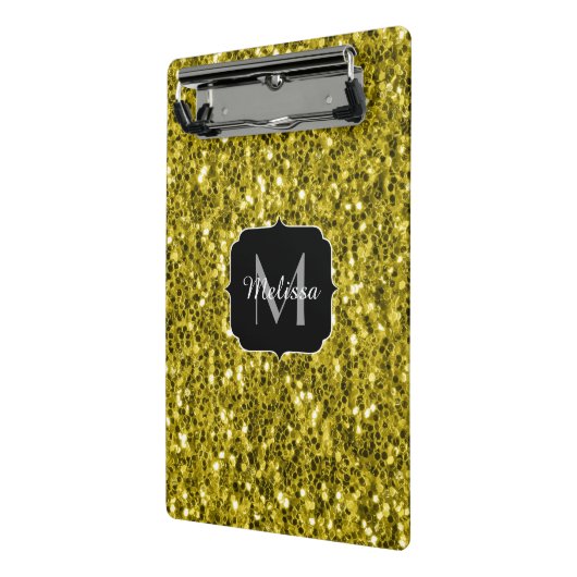 Mini Porte-bloc Monogramme doré foncé jaune faux parties scintilla (Angle2)