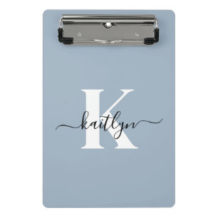 Mini Porte-bloc Monogramme élégant en bleu poussiéreux