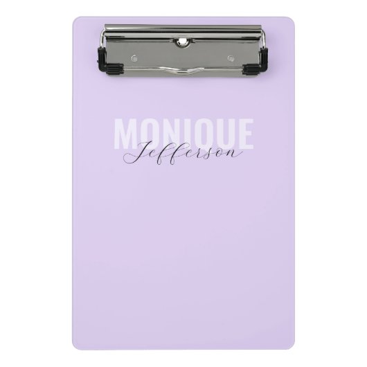 Mini Porte-bloc Monogramme élégant Nom moderne Lilac Lavender (Devant)