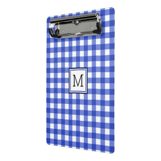 Mini Porte-bloc Monogramme En vichy bleu (Angle2)