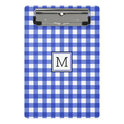 Mini Porte-bloc Monogramme En vichy bleu (Devant)