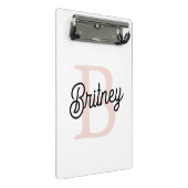 Mini Porte-bloc Monogramme et nom personnalisé moderne Pastel Pink (Incliné)