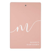 Mini Porte-bloc Monogramme fillette Calligraphie Coral Blush rose (Dos)